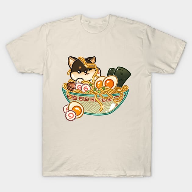 Shiba Inu Dog Ramen Bowl T-Shirt by heysoleilart